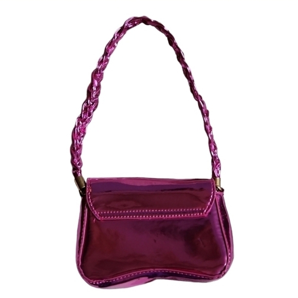 Pink Metallic Reflective Evening Bag Retro Purse - Picture 6 of 7